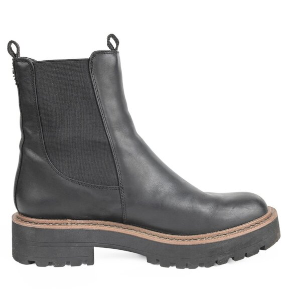 Sam Edelman Black Leather Laguna Weatherproof Lug Boots Sz 7M / EU 37 - Picture 4 of 12